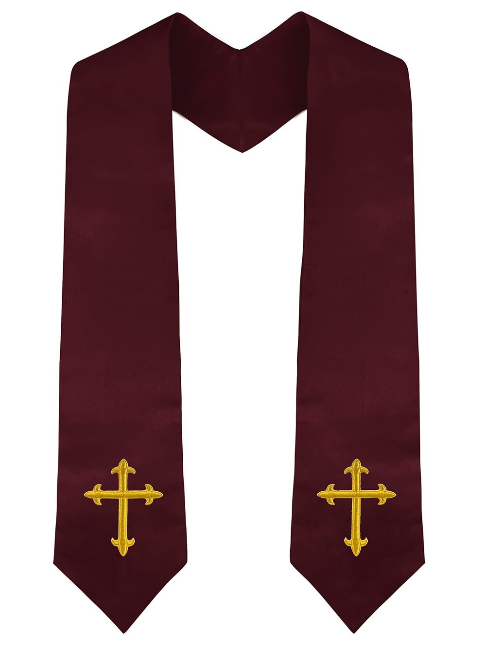 1126 Choir Stole with Cross Embroidery for Church Pastor Costume Clergy